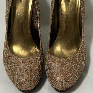 Zigi Soho - Nude and Gold Lace Heels